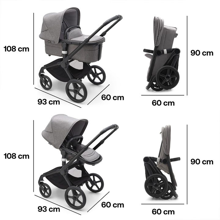 Bugaboo Fox 5 Ultimate Newborn Travel System - Grey Melange-Travel Systems-Grey Melange- | Natural Baby Shower