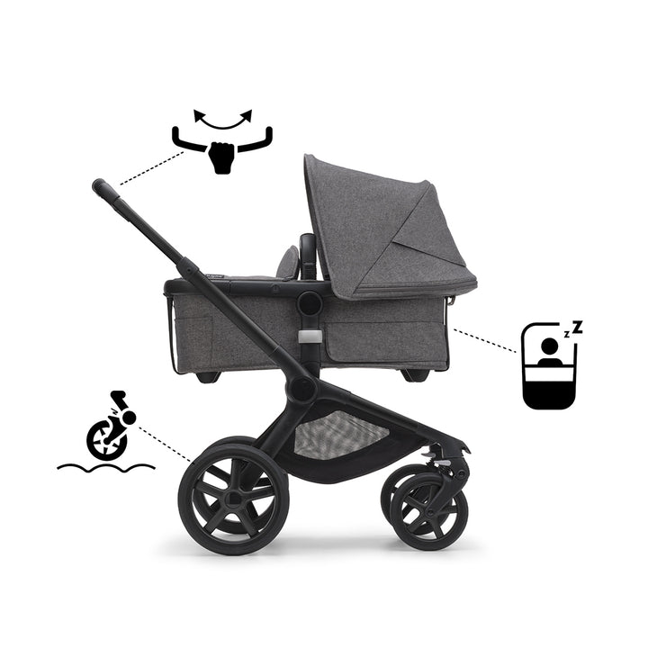 Bugaboo Fox 5 Ultimate Newborn Travel System - Grey Melange-Travel Systems-Grey Melange- | Natural Baby Shower