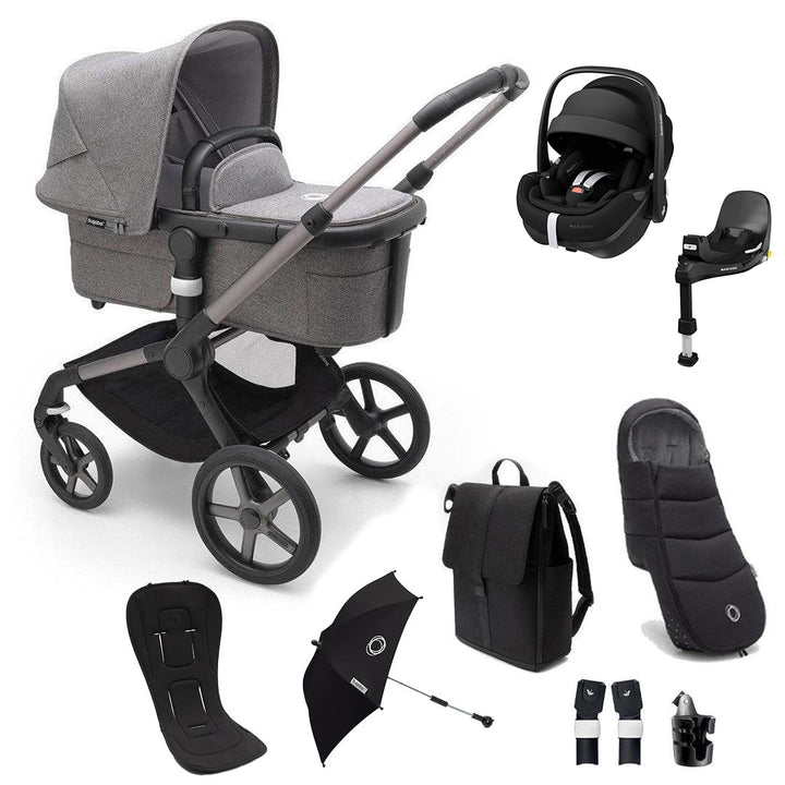 Bugaboo Fox 5 + Pebble Pro Ultimate Travel System - Grey Melange-Travel Systems-Grey Melange-No Base | Natural Baby Shower