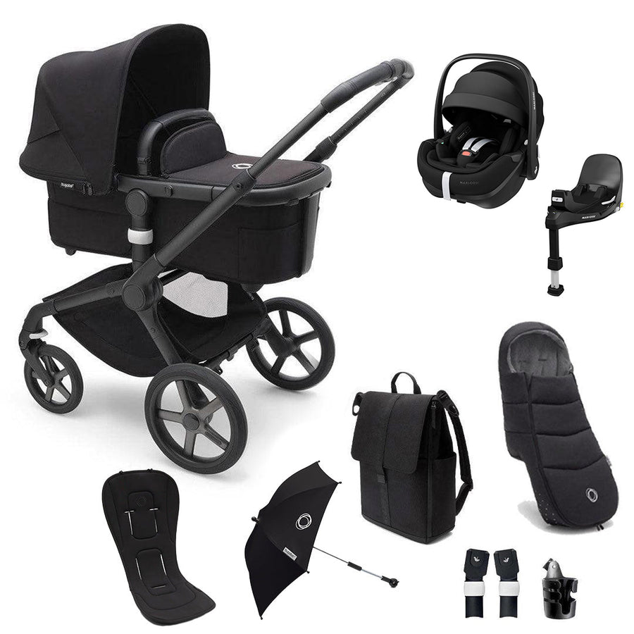 Bugaboo Fox 5 + Pebble Pro Ultimate Travel System - Midnight Black-Travel Systems-Midnight Black-No Base | Natural Baby Shower