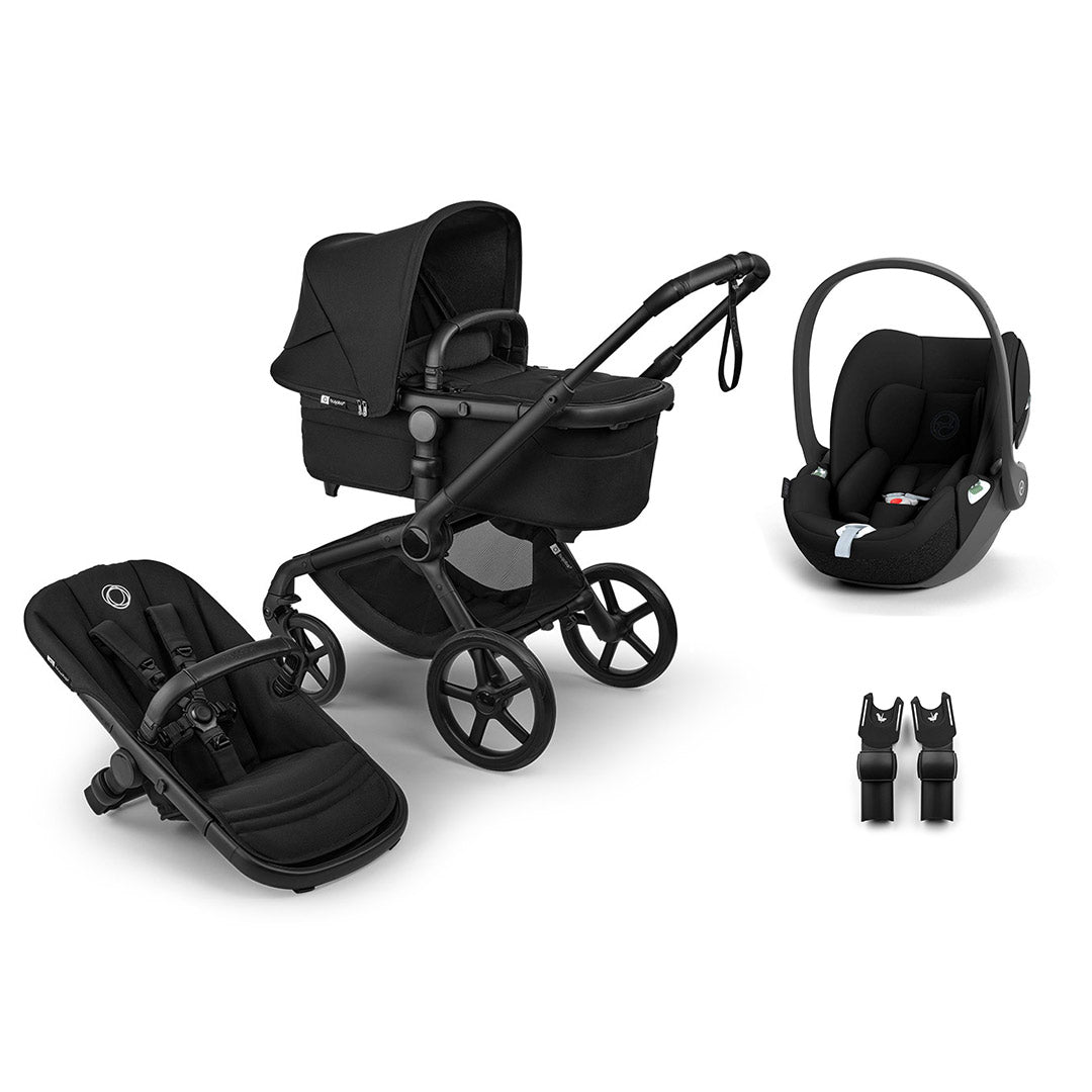 Bugaboo Fox 5 Renew + Cloud T Travel System-Travel Systems-Heritage Black-No Base | Natural Baby Shower