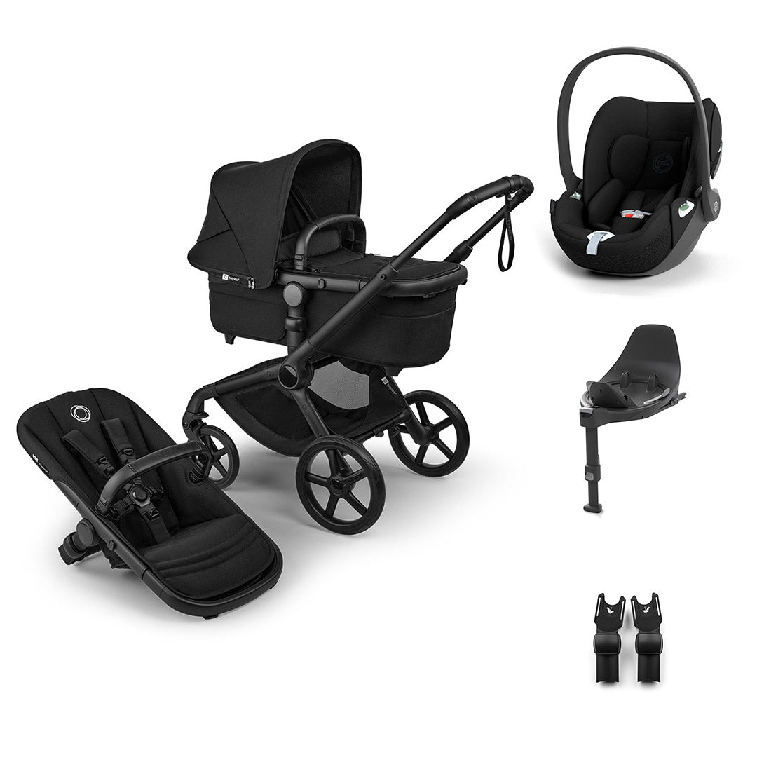 Bugaboo Fox 5 Renew + Cloud T Travel System-Travel Systems-Heritage Black-With Base | Natural Baby Shower