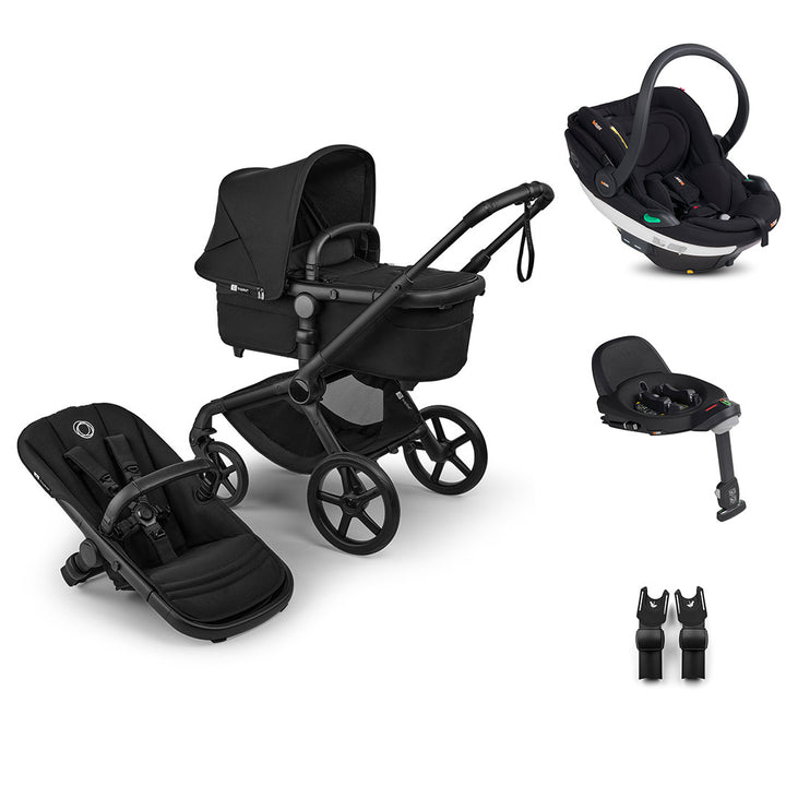 Bugaboo Fox 5 Renew + BeSafe Go Beyond Travel System-Travel Systems-Heritage Black-With Base | Natural Baby Shower