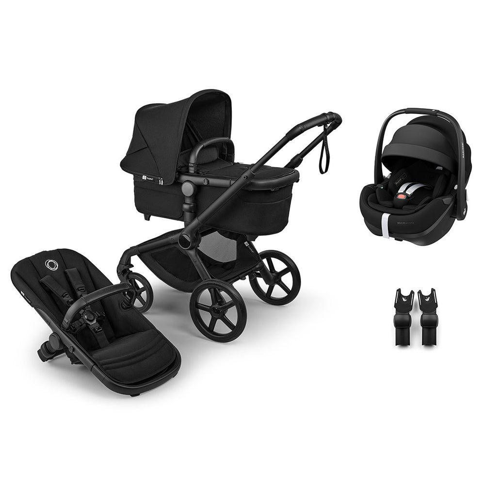 Bugaboo Fox 5 Renew + Pebble Pro 2 Travel System-Travel Systems-Heritage Black-No Base | Natural Baby Shower