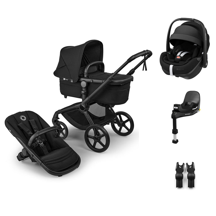 Bugaboo Fox 5 Renew + Pebble Pro 2 Travel System-Travel Systems-Heritage Black-With Base | Natural Baby Shower