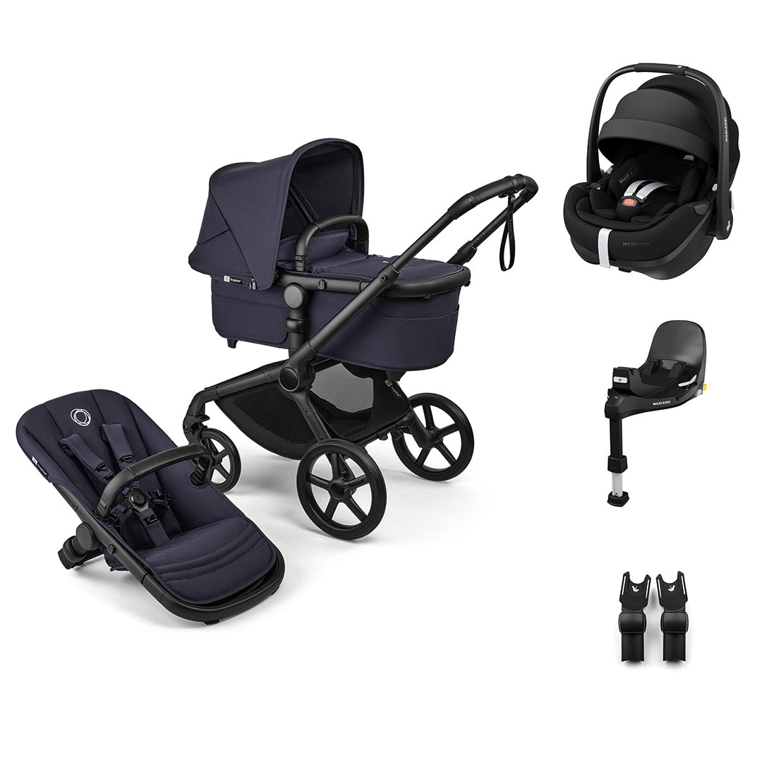 Bugaboo Fox 5 Renew + Pebble Pro 2 Travel System-Travel Systems-Deep Indigo-With Base | Natural Baby Shower