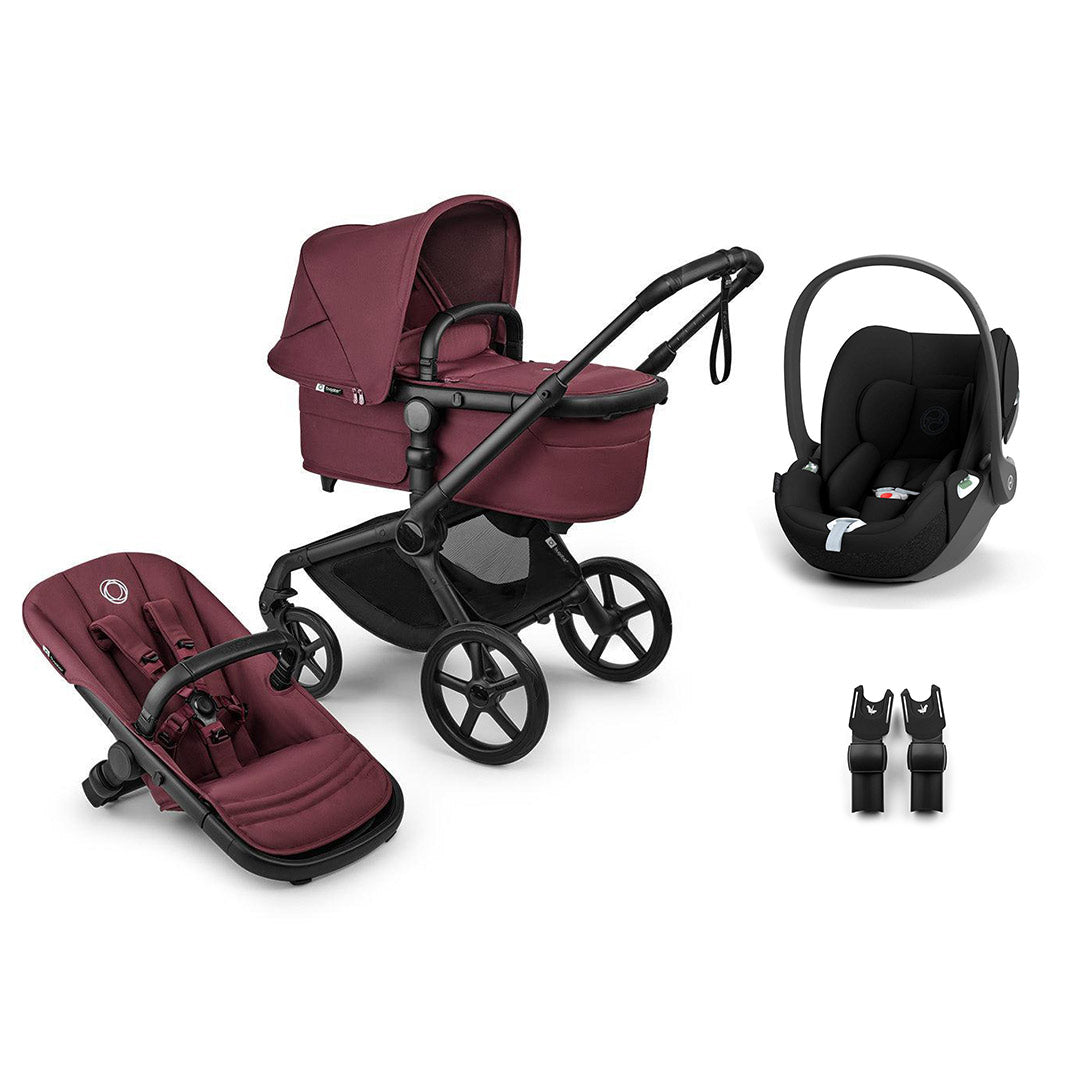 Bugaboo Fox 5 Renew + Cloud T Travel System-Travel Systems-Dark Cherry-No Base | Natural Baby Shower