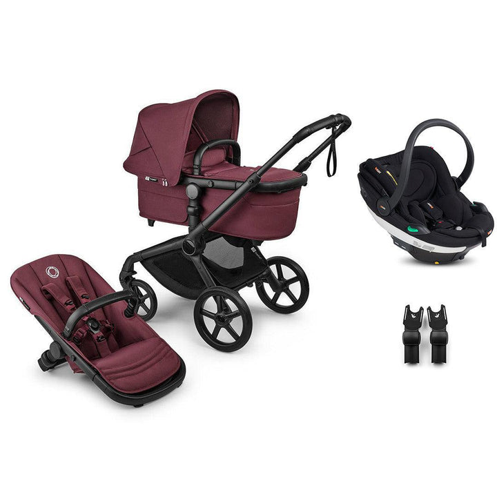 Bugaboo Fox 5 Renew + BeSafe Go Beyond Travel System-Travel Systems-Dark Cherry-No Base | Natural Baby Shower