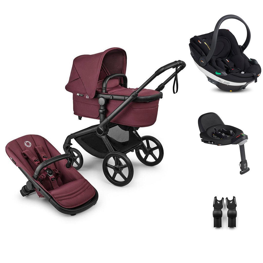 Bugaboo Fox 5 Renew + BeSafe Go Beyond Travel System-Travel Systems-Dark Cherry-With Base | Natural Baby Shower