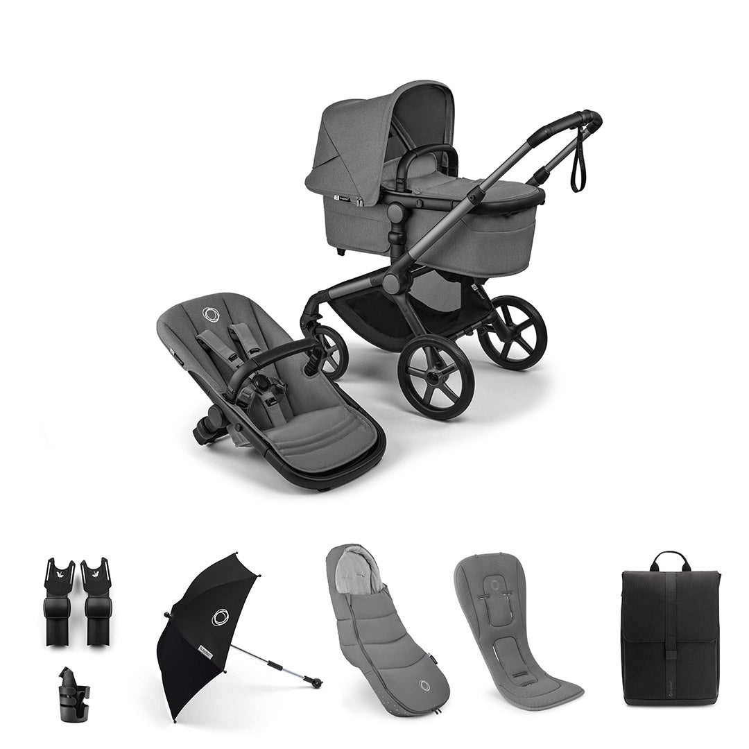 Bugaboo Fox 5 Renew + Essential Pushchair Bundle-Stroller Bundles-Moon Grey- | Natural Baby Shower