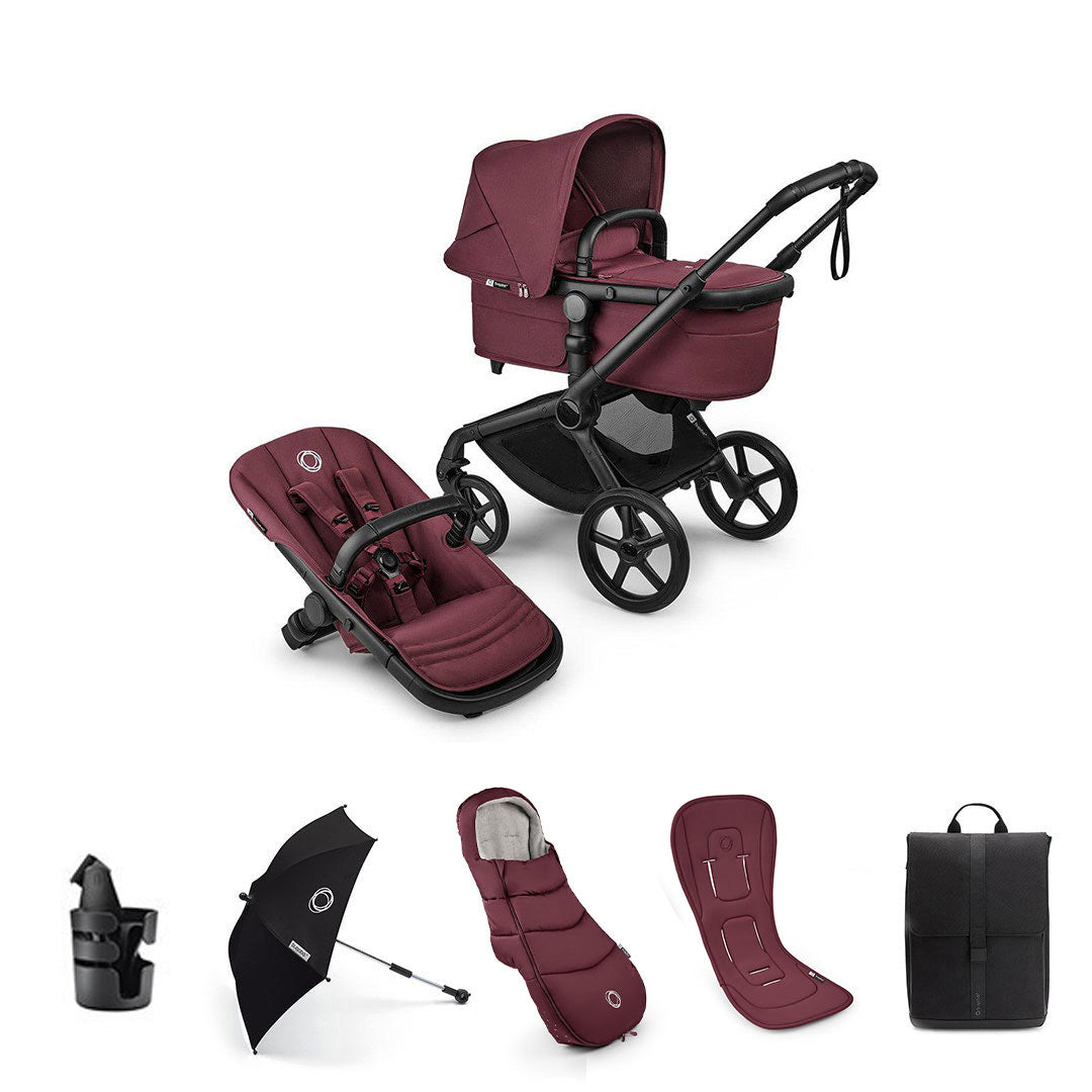 Bugaboo Fox 5 Renew Complete Pushchair Bundle-Stroller Bundles-Dark Cherry- | Natural Baby Shower