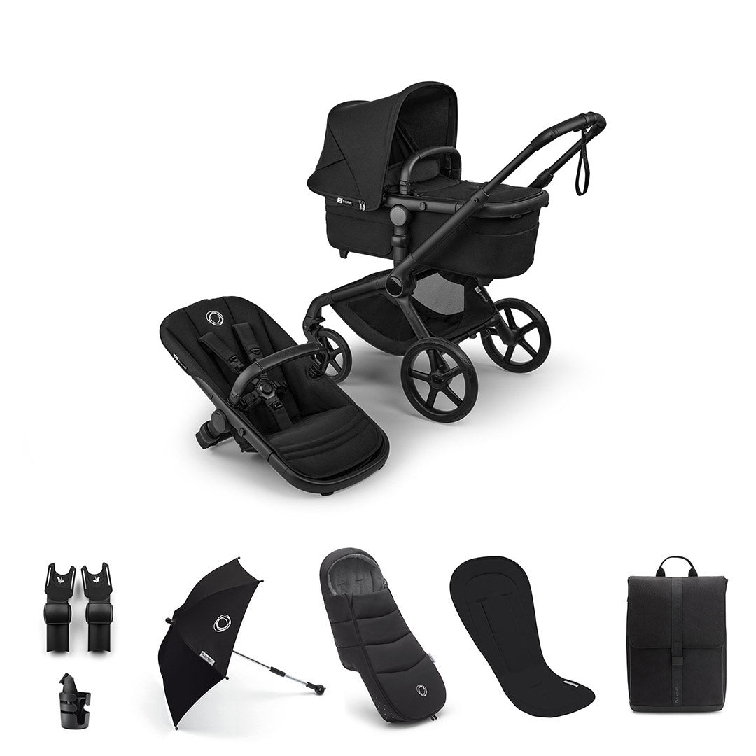 Bugaboo Fox 5 Renew + Essential Pushchair Bundle-Stroller Bundles-Heritage Black- | Natural Baby Shower