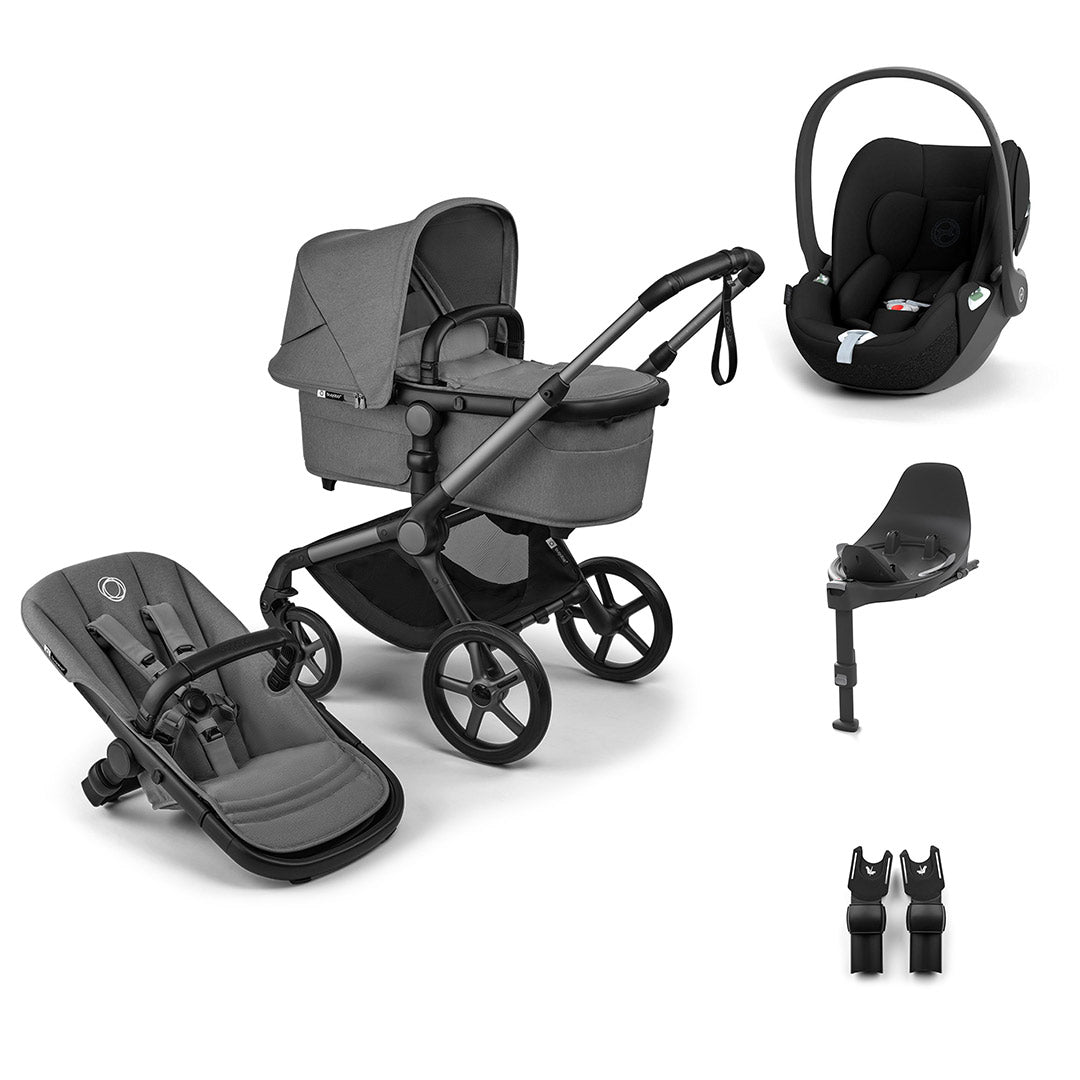 Bugaboo Fox 5 Renew + Cloud T Travel System-Travel Systems-Moon Grey-With Base | Natural Baby Shower