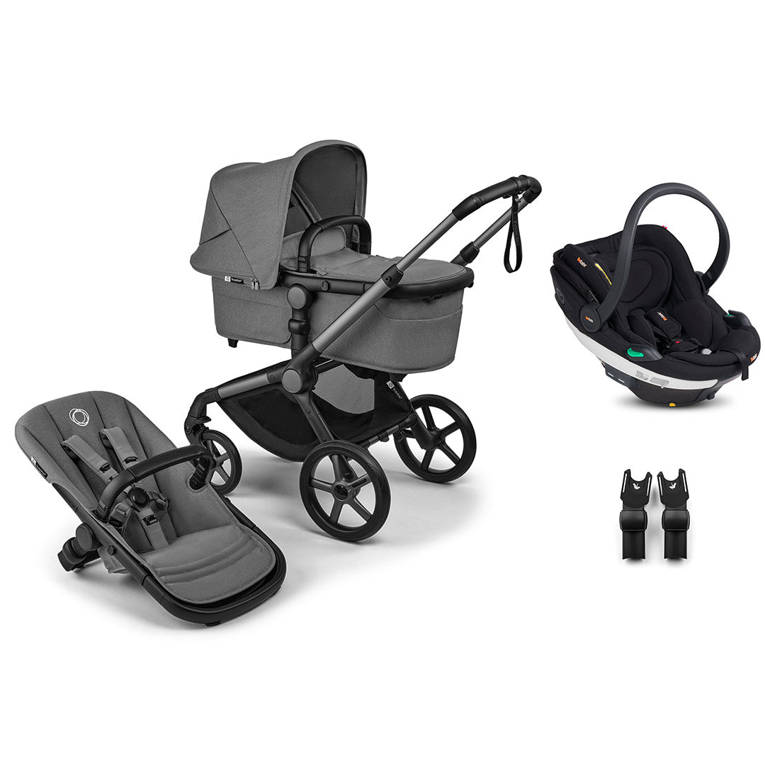 Bugaboo Fox 5 Renew + BeSafe Go Beyond Travel System-Travel Systems-Moon Grey-No Base | Natural Baby Shower