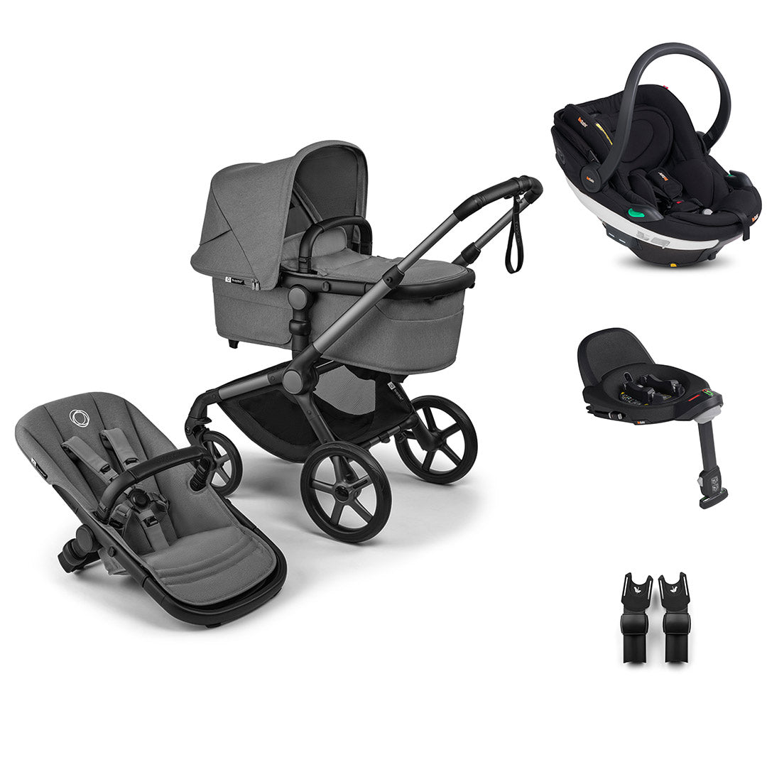 Bugaboo Fox 5 Renew + BeSafe Go Beyond Travel System-Travel Systems-Moon Grey-With Base | Natural Baby Shower