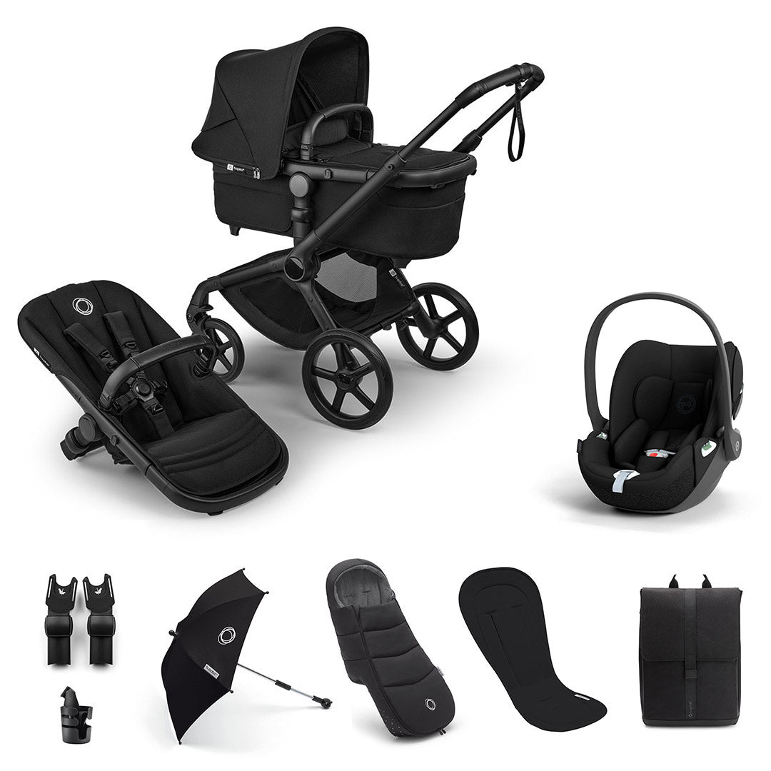 Bugaboo Fox 5 Renew Ultimate + Cloud T Travel System-Travel Systems-Heritage Black-No Base | Natural Baby Shower