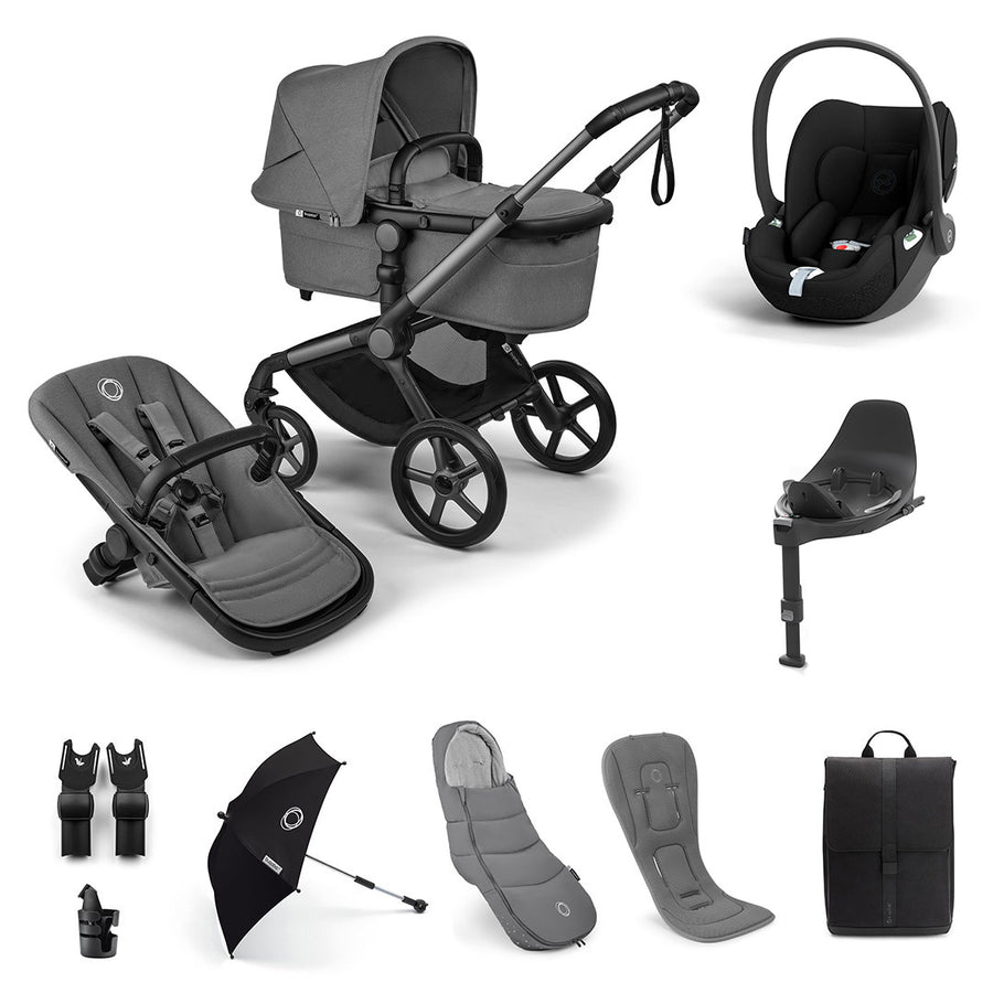 Bugaboo Fox 5 Renew Ultimate + Cloud T Travel System-Travel Systems-Moon Grey-With Base | Natural Baby Shower