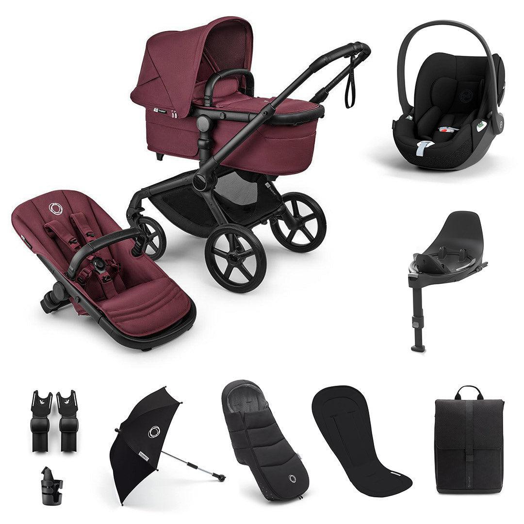 Bugaboo Fox 5 Renew Ultimate + Cloud T Travel System-Travel Systems-Dark Cherry-With Base | Natural Baby Shower