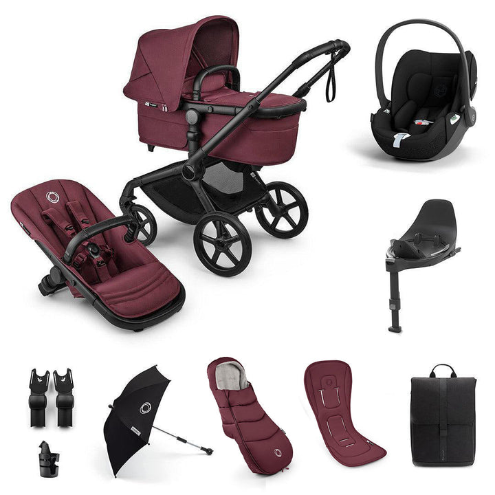 Bugaboo Fox 5 Renew Ultimate + Cloud T Travel System-Travel Systems-Dark Cherry-With Base | Natural Baby Shower