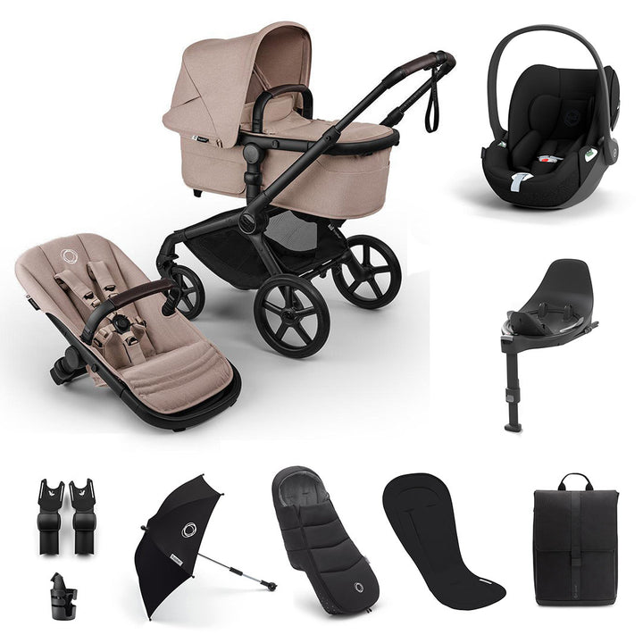 Bugaboo Fox 5 Renew Ultimate + Cloud T Travel System-Travel Systems-Desert Taupe-With Base | Natural Baby Shower