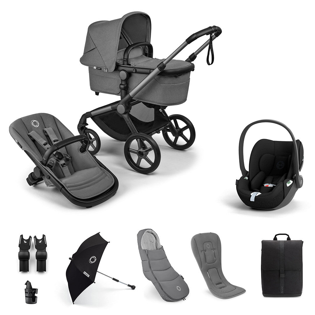 Bugaboo Fox 5 Renew Ultimate + Cloud T Travel System-Travel Systems-Moon Grey-No Base | Natural Baby Shower