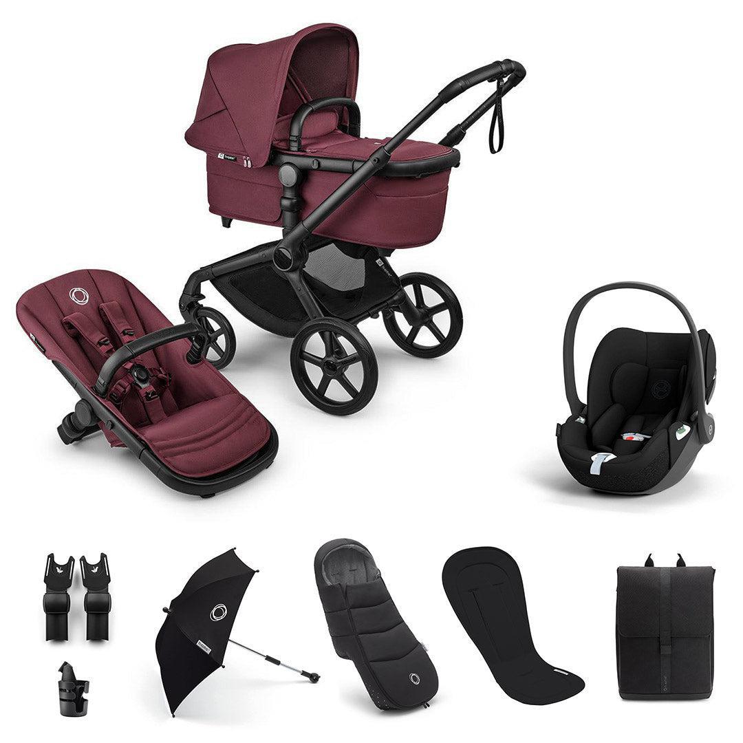 Bugaboo Fox 5 Renew Ultimate + Cloud T Travel System-Travel Systems-Dark Cherry-No Base | Natural Baby Shower