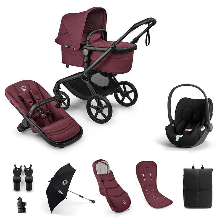 Bugaboo Fox 5 Renew Ultimate + Cloud T Travel System-Travel Systems-Dark Cherry-No Base | Natural Baby Shower