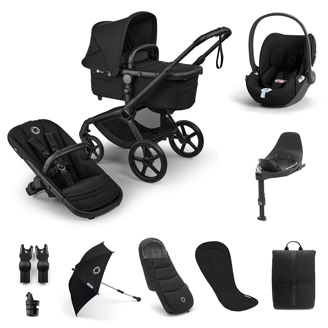 Bugaboo Fox 5 Renew Ultimate + Cloud T Travel System-Travel Systems-Heritage Black-With Base | Natural Baby Shower