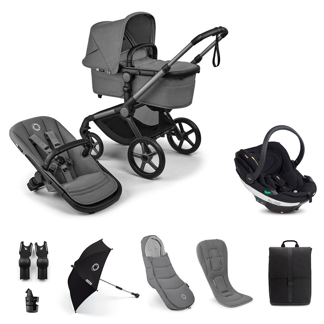 Bugaboo Fox 5 Renew Ultimate + BeSafe Go Beyond Travel System-Travel Systems-Moon Grey-No Base | Natural Baby Shower