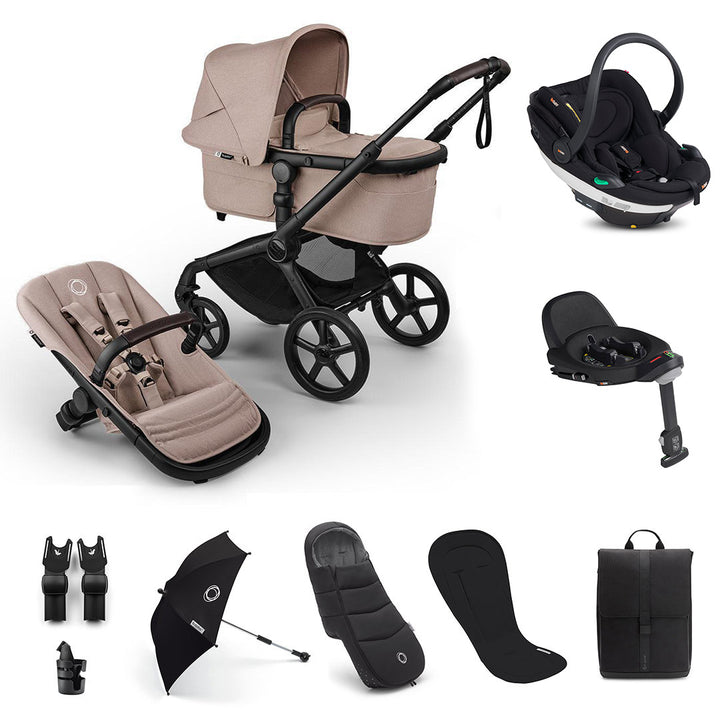 Bugaboo Fox 5 Renew Ultimate + BeSafe Go Beyond Travel System-Travel Systems-Desert Taupe-With Base | Natural Baby Shower