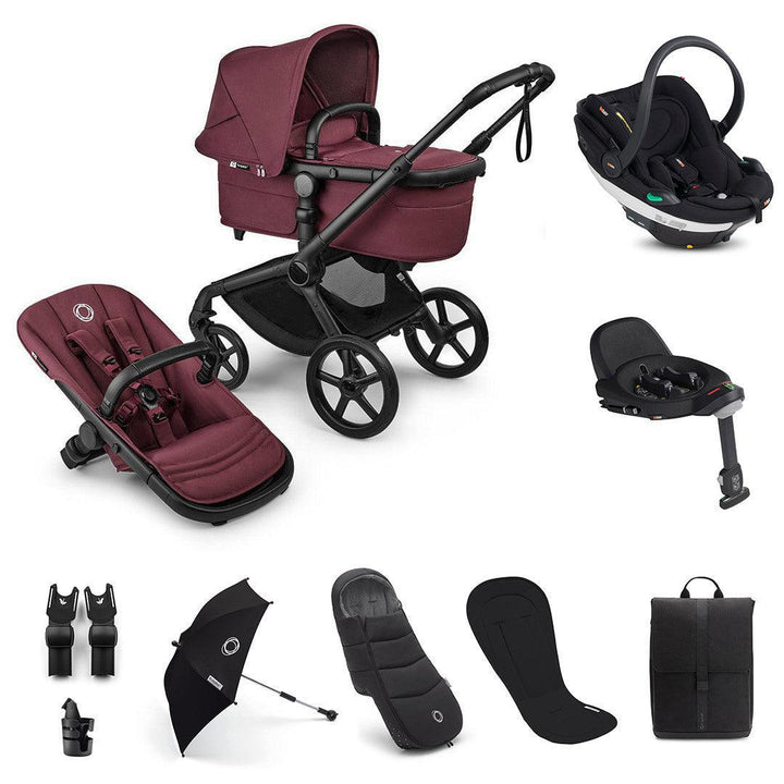 Bugaboo Fox 5 Renew Ultimate + BeSafe Go Beyond Travel System-Travel Systems-Dark Cherry-With Base | Natural Baby Shower