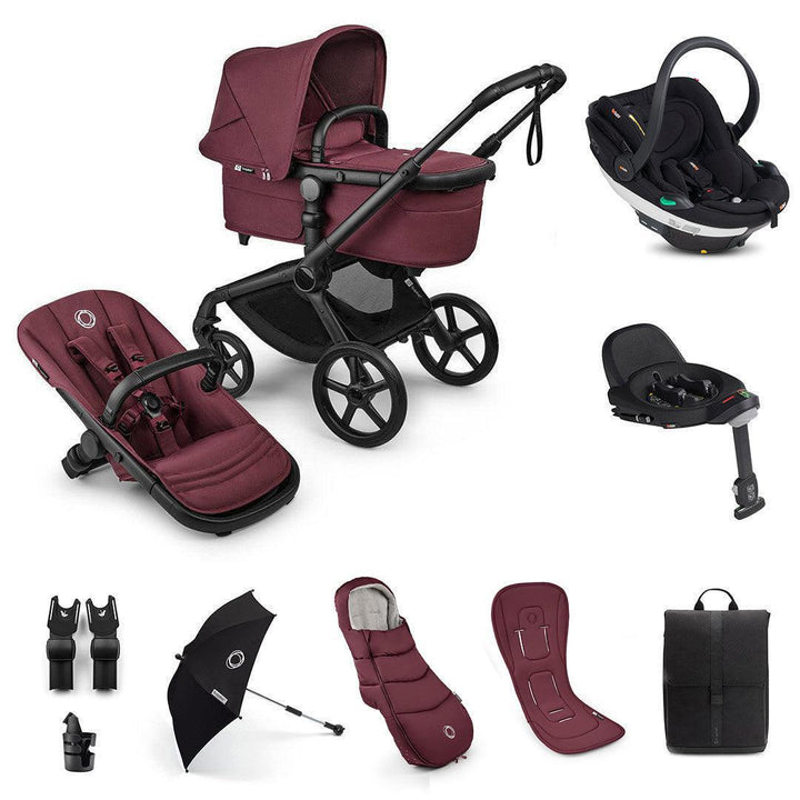 Bugaboo Fox 5 Renew Ultimate + BeSafe Go Beyond Travel System-Travel Systems-Dark Cherry-With Base | Natural Baby Shower