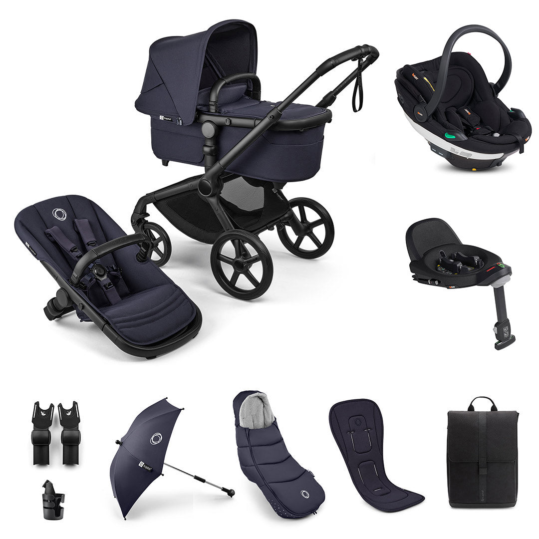 Bugaboo Fox 5 Renew Ultimate + BeSafe Go Beyond Travel System-Travel Systems-Deep Indigo-With Base | Natural Baby Shower