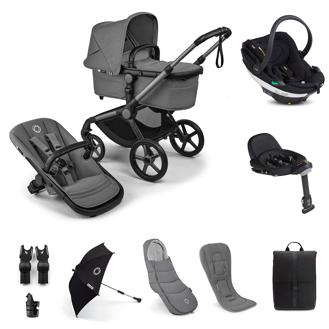 Bugaboo Fox 5 Renew Ultimate + BeSafe Go Beyond Travel System-Travel Systems-Moon Grey-With Base | Natural Baby Shower