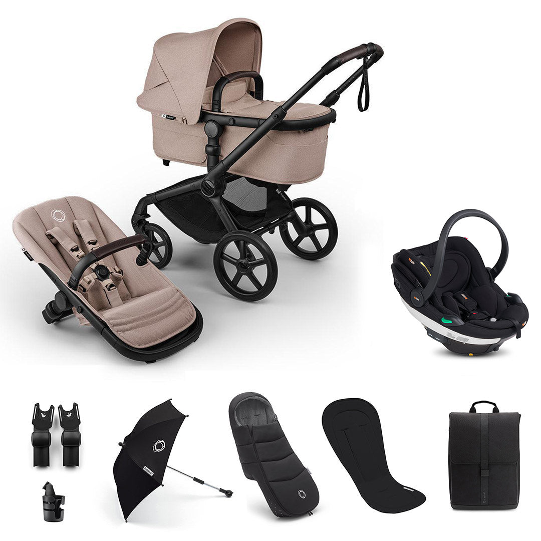 Bugaboo Fox 5 Renew Ultimate + BeSafe Go Beyond Travel System-Travel Systems-Desert Taupe-No Base | Natural Baby Shower