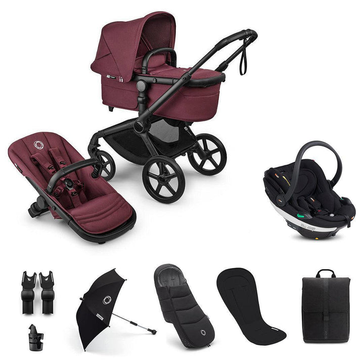 Bugaboo Fox 5 Renew Ultimate + BeSafe Go Beyond Travel System-Travel Systems-Dark Cherry-No Base | Natural Baby Shower