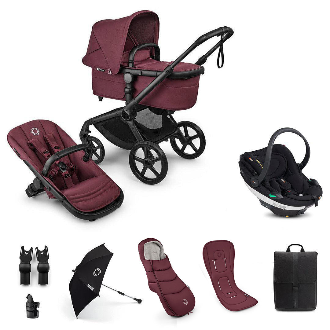 Bugaboo Fox 5 Renew Ultimate + BeSafe Go Beyond Travel System-Travel Systems-Dark Cherry-No Base | Natural Baby Shower