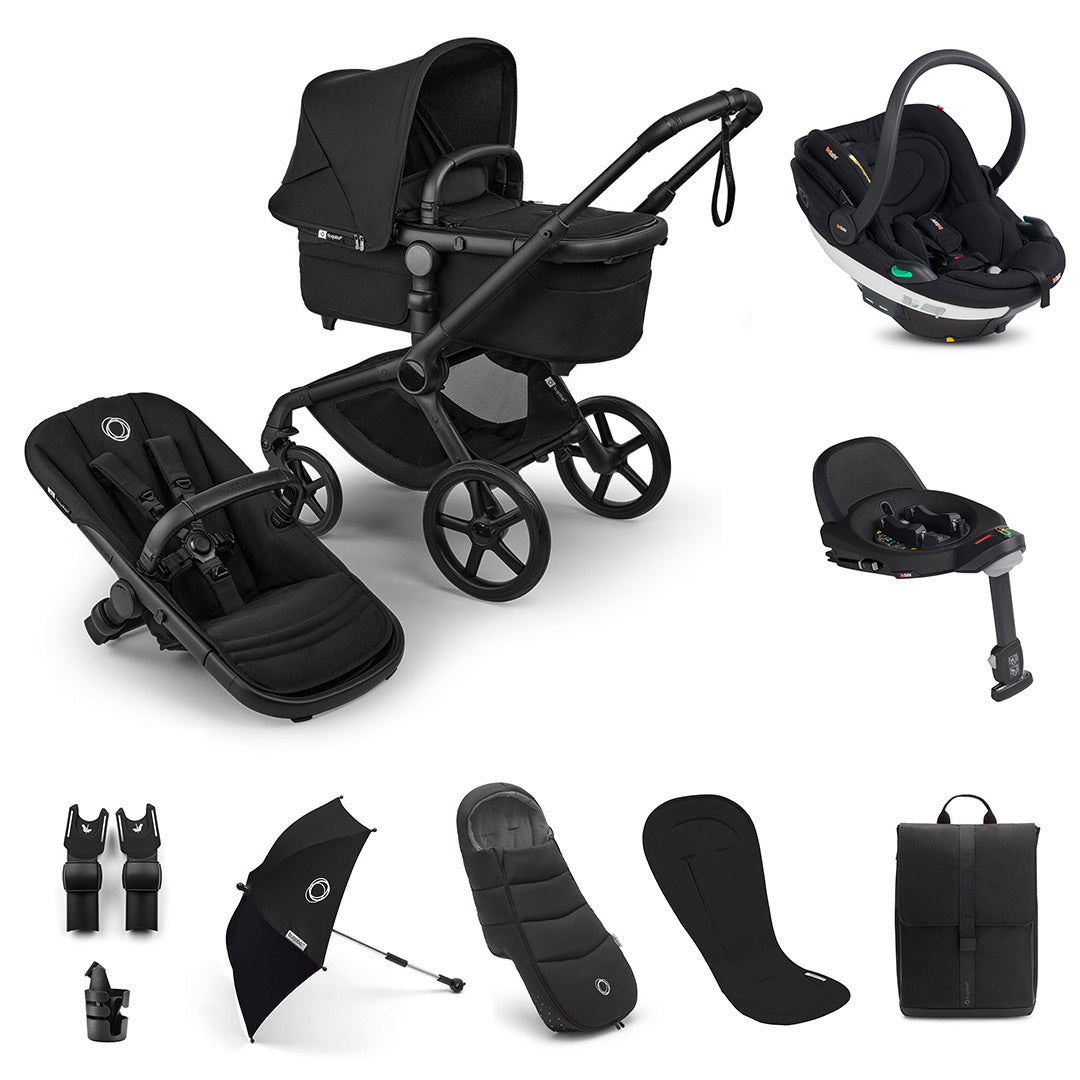 Bugaboo Fox 5 Renew Ultimate + BeSafe Go Beyond Travel System-Travel Systems-Heritage Black-With Base | Natural Baby Shower