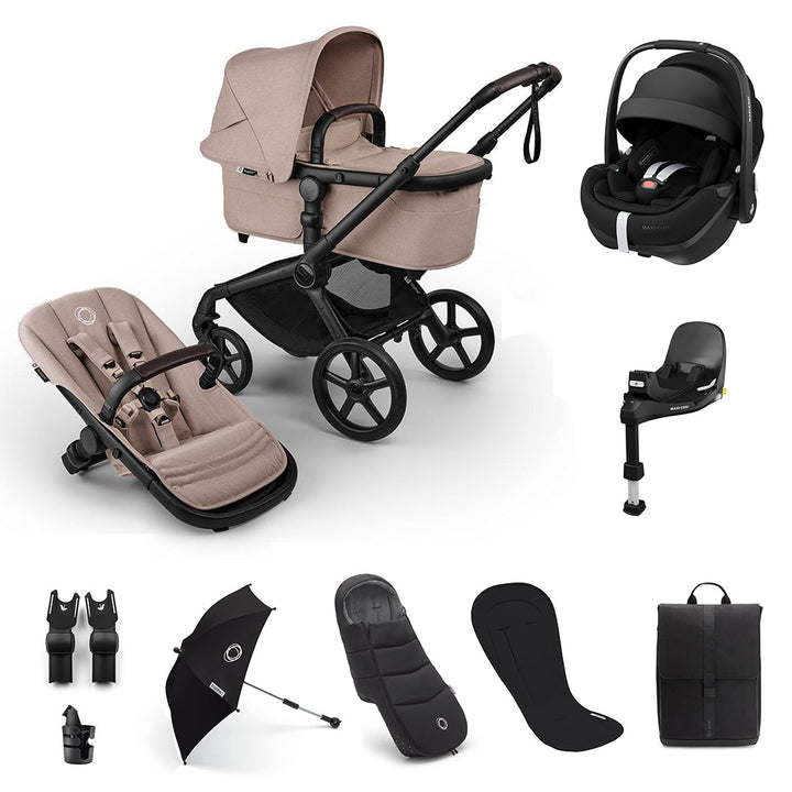 Bugaboo Fox 5 Renew Ultimate + Pebble Pro 2 Travel System-Travel Systems-Desert Taupe-With Base | Natural Baby Shower