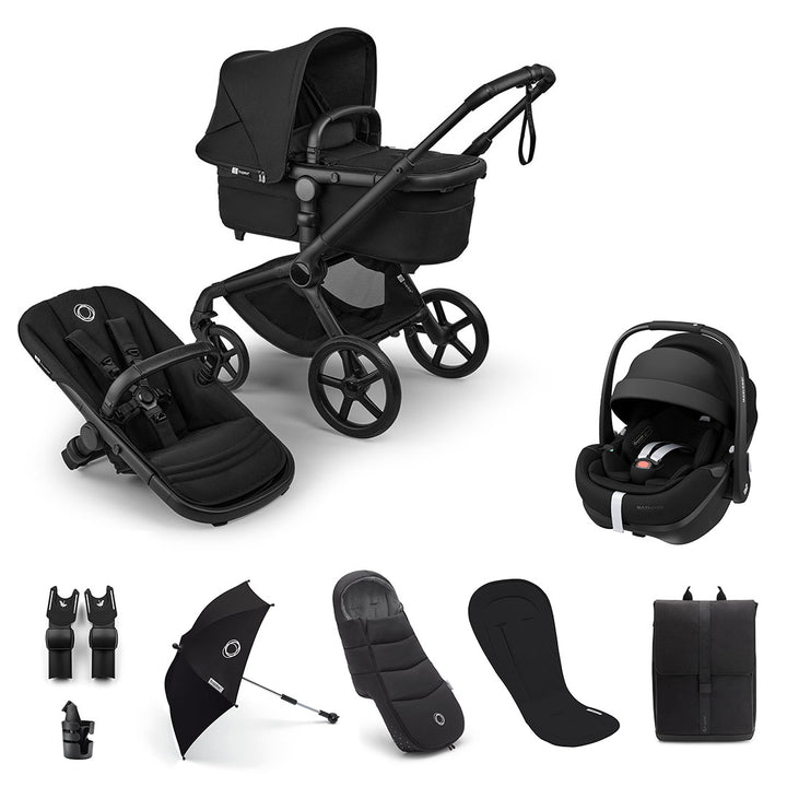 Bugaboo Fox 5 Renew Ultimate + Pebble Pro 2 Travel System-Travel Systems-Heritage Black-No Base | Natural Baby Shower