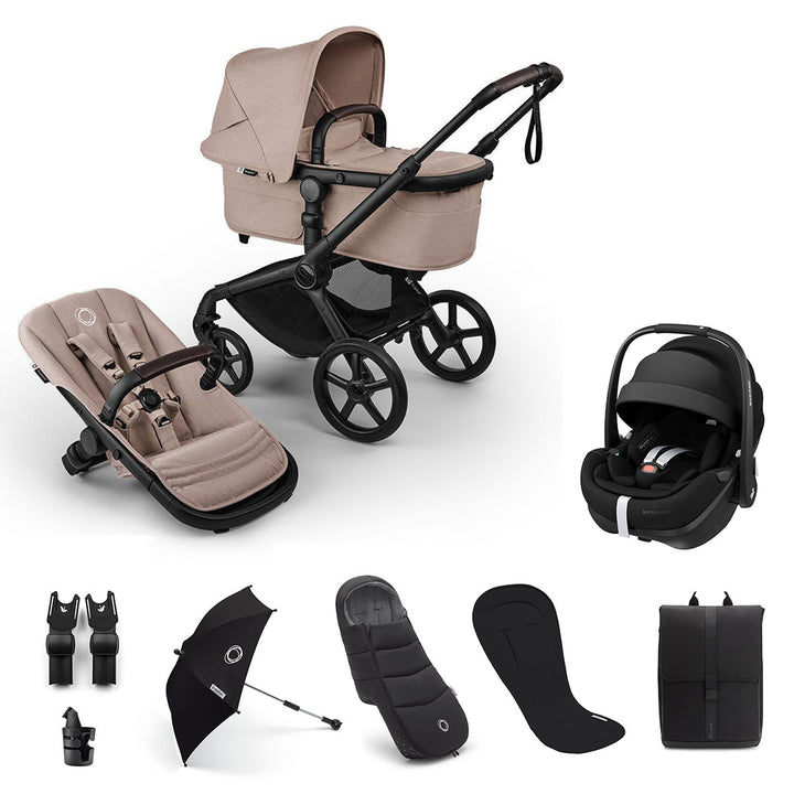 Bugaboo Fox 5 Renew Ultimate + Pebble Pro 2 Travel System-Travel Systems-Desert Taupe-No Base | Natural Baby Shower