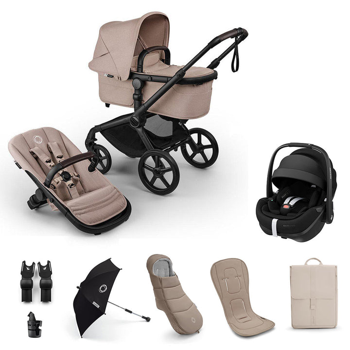 Bugaboo Fox 5 Renew Ultimate + Pebble Pro 2 Travel System-Travel Systems-Desert Taupe-No Base | Natural Baby Shower