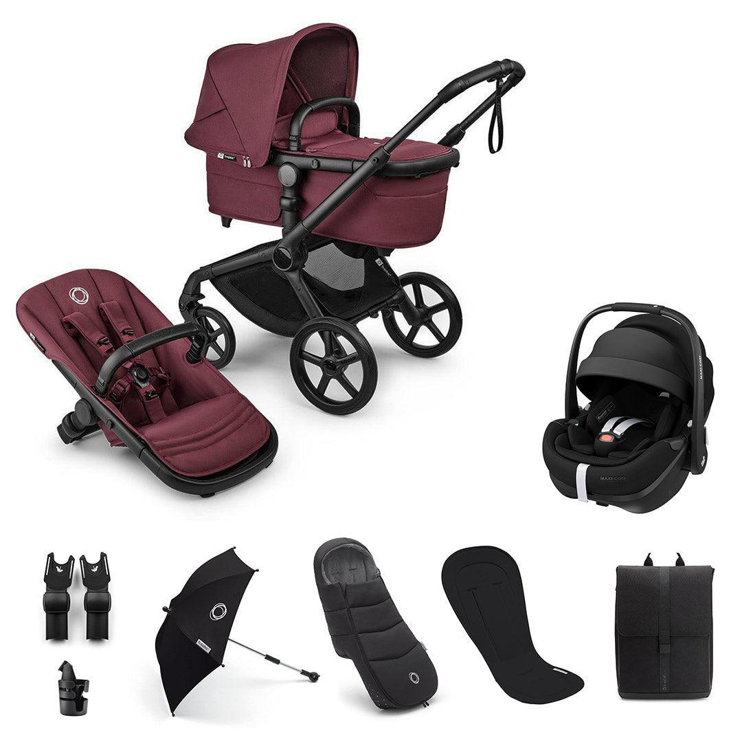 Bugaboo Fox 5 Renew Ultimate + Pebble Pro 2 Travel System-Travel Systems-Dark Cherry-No Base | Natural Baby Shower