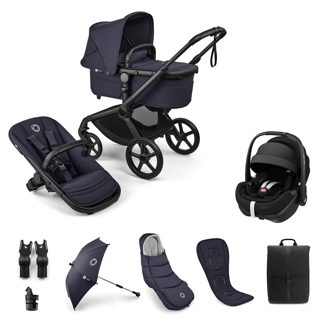 Bugaboo Fox 5 Renew Ultimate + Pebble Pro 2 Travel System-Travel Systems-Deep Indigo-No Base | Natural Baby Shower