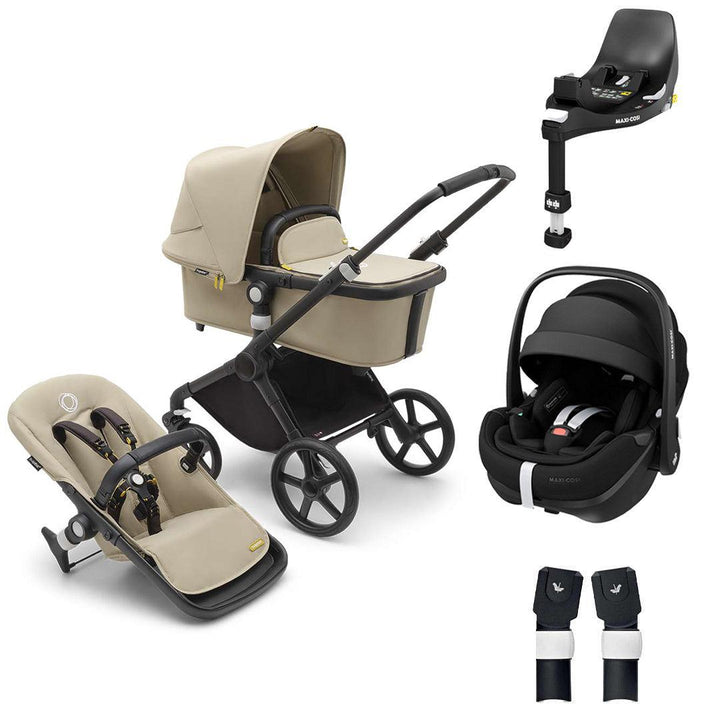 Bugaboo Fox Cub Complete Pushchair + Maxi Cosi 360 Travel System - Desert Beige-Travel Systems-Desert Beige-FamilyFix 360 Pro Base | Natural Baby Shower