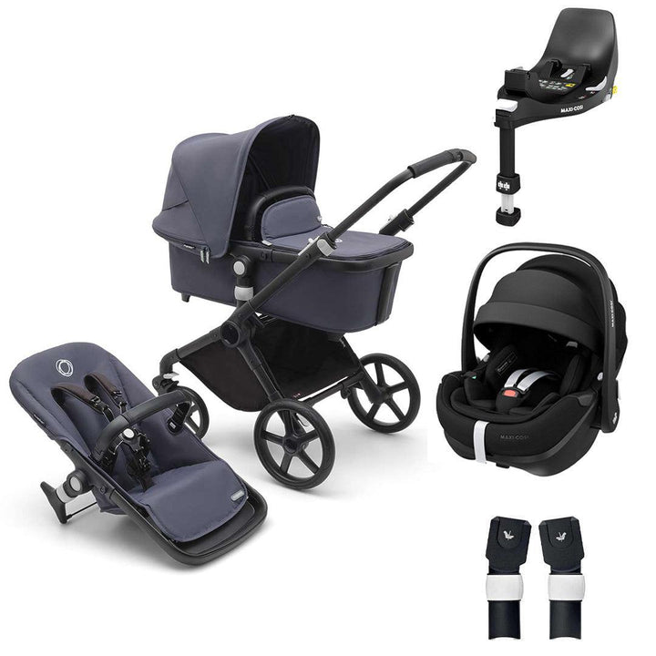 Bugaboo Fox Cub Complete Pushchair + Maxi Cosi 360 Travel System - Stormy Blue-Travel Systems-Stormy Blue-FamilyFix 360 Pro Base | Natural Baby Shower