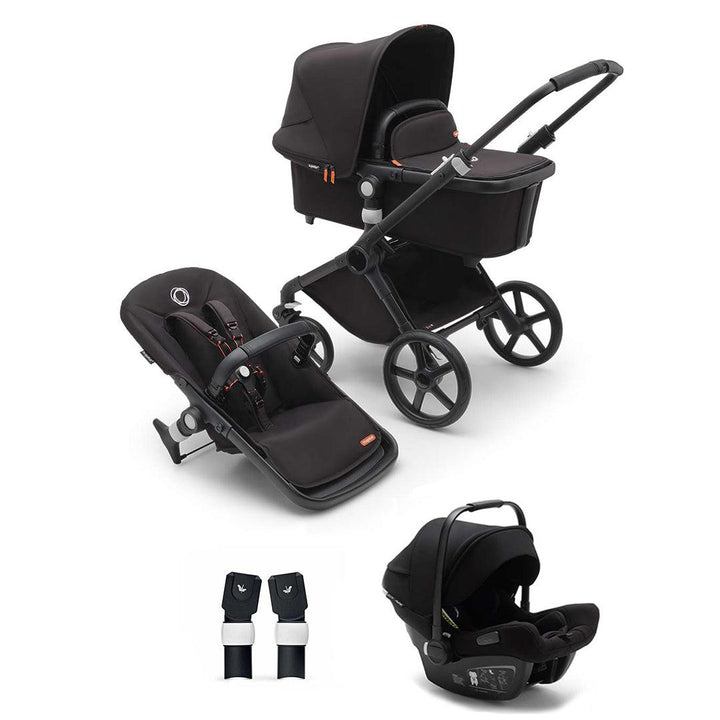 Bugaboo Fox Cub Complete Pushchair + Turtle Travel System - Midnight Black-Travel Systems-Midnight Black-No Base | Natural Baby Shower