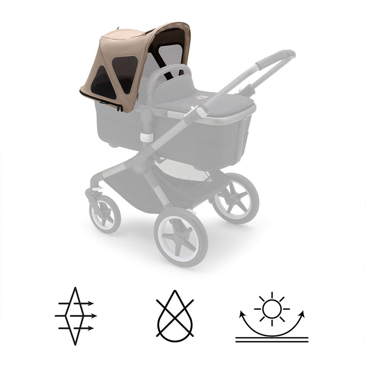 Bugaboo Fox/Fox Cub Breezy Sun Canopy V2 - Dune Taupe-Sun Covers-Dune Taupe- | Natural Baby Shower