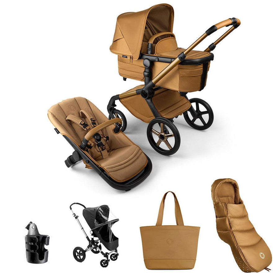 Bugaboo Noir Limited Edition Fox 5 Essential Pushchair Bundle - Amber Glow-Stroller Bundles-Amber Glow- | Natural Baby Shower