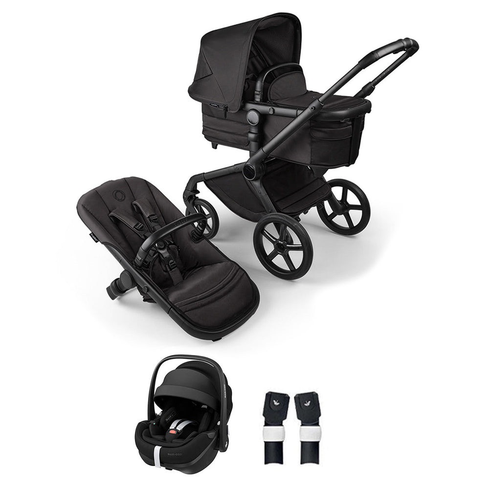 Bugaboo Noir Limited Edition Fox 5+ Pebble 360 Pro Travel System - Black Moonlight-Travel Systems- | Natural Baby Shower